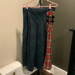 Multi plaid long Wednesday Addams uniform style maxi kilt NWT